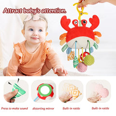 Jouets mentaires oriels de ficelle de nervure en peluche avec hochet, jouets Montessori pour bébés, tout-petits, berceaux, cadeaux d'anniversaire, jouets de voyage
