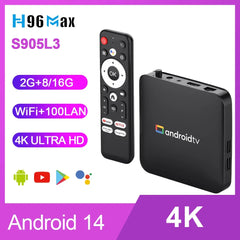H96Max S905L3 TV Box 4K Android 14 Quad Core 2.4/5G H96 Max Smart TV USB2.0 maison intelligente 4K HDR commande vocale Android 4K