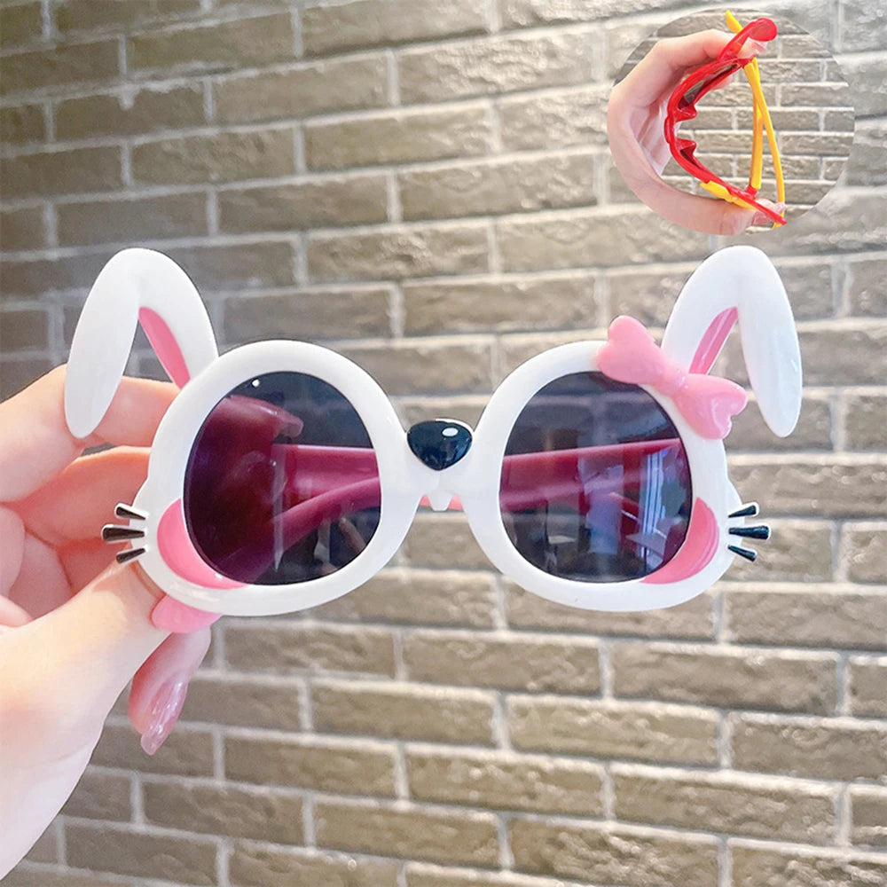 Nouvelles lunettes de soleil en forme de petit lapin pour filles, lunettes de soleil pour enfants de dessin animé étranger, photo de bébé, lunettes de soleil super mignonnes