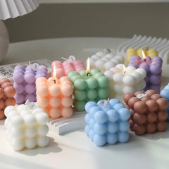 Bougie parfumée en forme de Cube à bulles, 1 pièce, faite à la main, pour aromathérapie, cire de soja, décoration de la maison, bougies pour fête d'anniversaire et de mariage