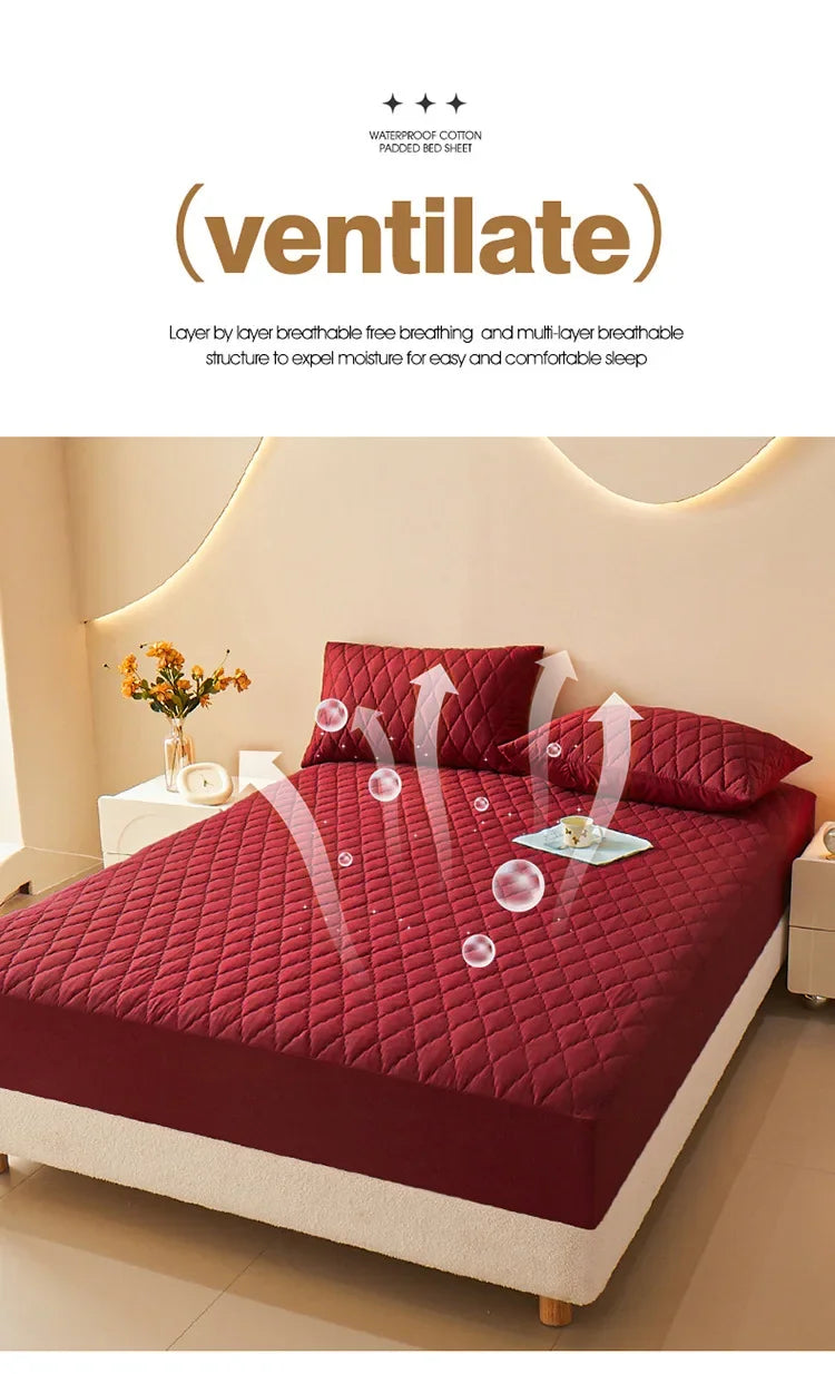 Housse de matelas 100% imperméable, drap-housse épais de couleur unie, simple/Queen/King, 135x200cm, 160x200cm, housse de lit souple