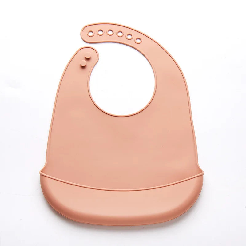 Bavoirs imperméables en Silicone pour bébés, couleur unie, réglage à 6 vitesses, poche de salive, tissus à roter pour enfants, accessoires pour nouveau-nés