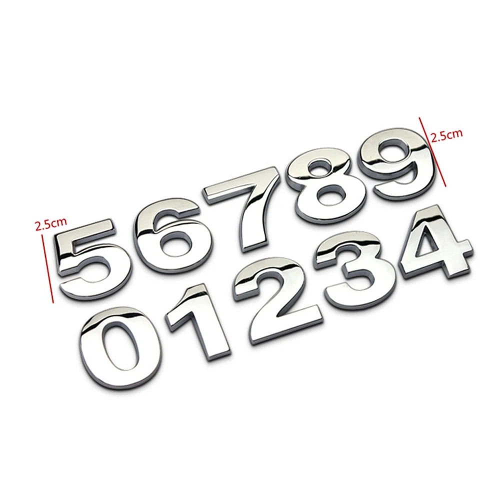 Autocollants de voiture alphabet en métal 3D, insigne argenté chromé, lettres, chiffres, logo, accessoires automobiles, autocollants de décoration