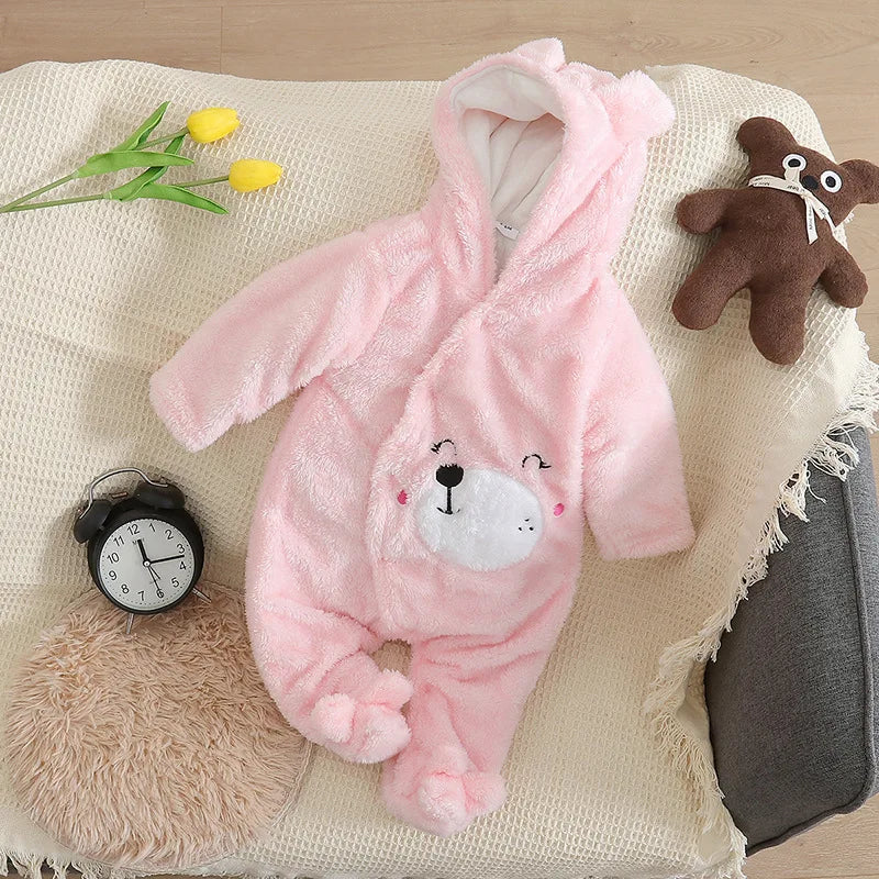 Vêtements d'escalade en peluche pour bébé de 0 à 2 ans, chauds et épais, en coton, avec chien et lapin, dessin animé, nouvelle collection automne et hiver