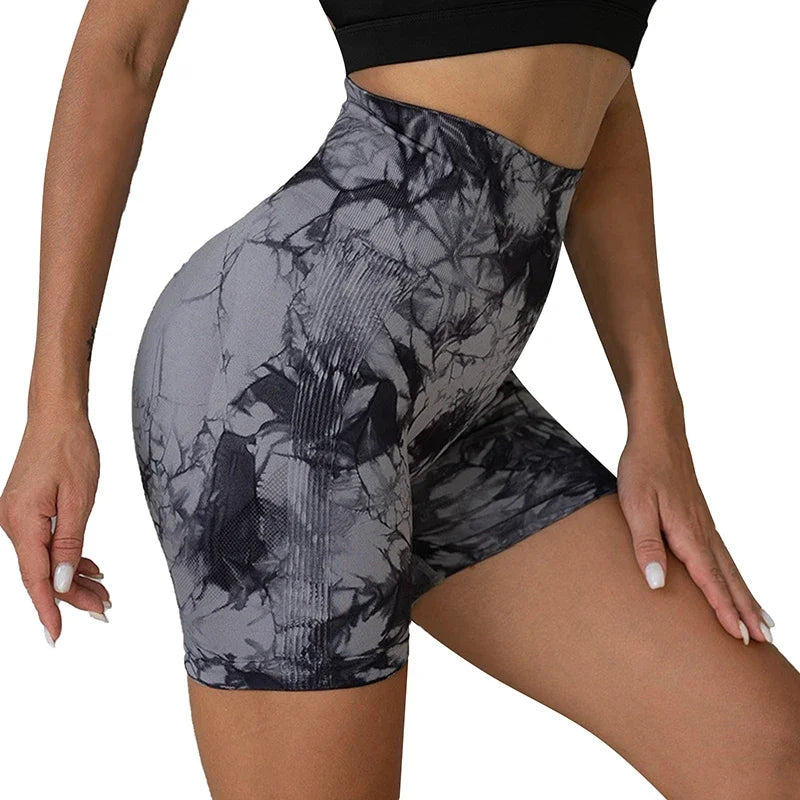 Short de Yoga Tie-Dye pour femmes, short de sport à haute élasticité, Push Up, course à pied, entraînement, Fitness, Leggings de sport courts pour femmes