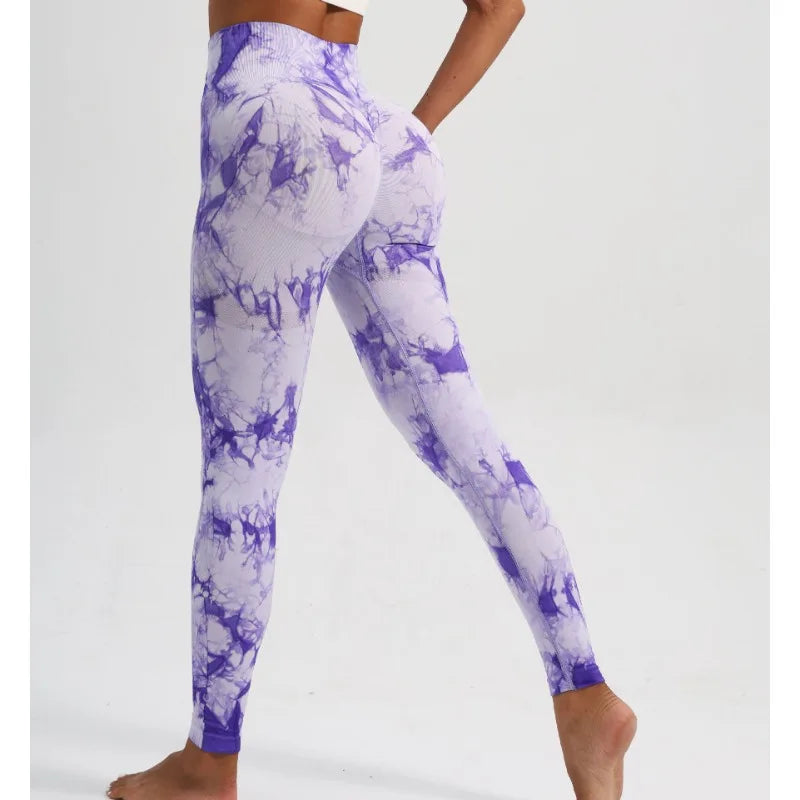 Femmes sans couture cravate colorant Yoga Leggings taille haute Fitness Sexy mode Leggings exercice course levage fesses cyclisme Leggings