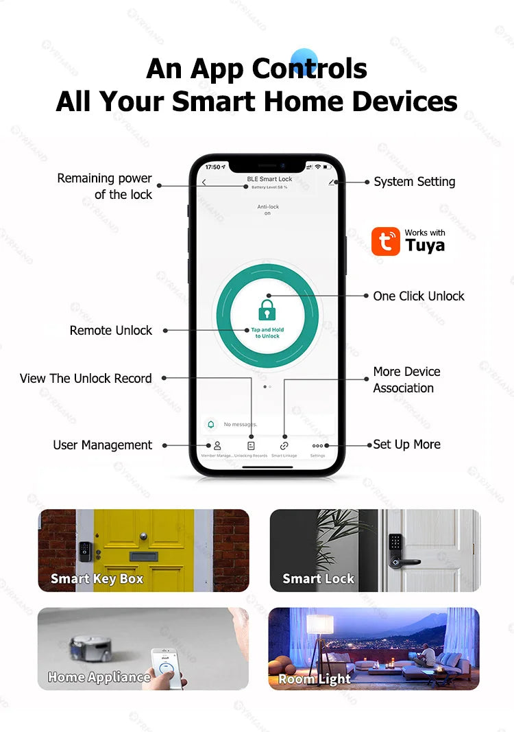 TTlock-Boîte de verrouillage à clé intelligente, sans fil, électronique, application, code numérique, Bluetooth, coffre-fort pour hôte