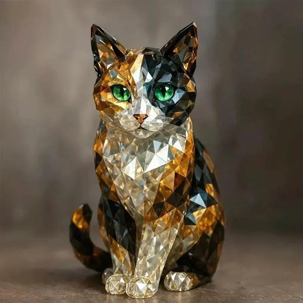 Collection of handmade crystal animal figurines, durable decorative glass sculptures of cats and dogs, glass animal statues
