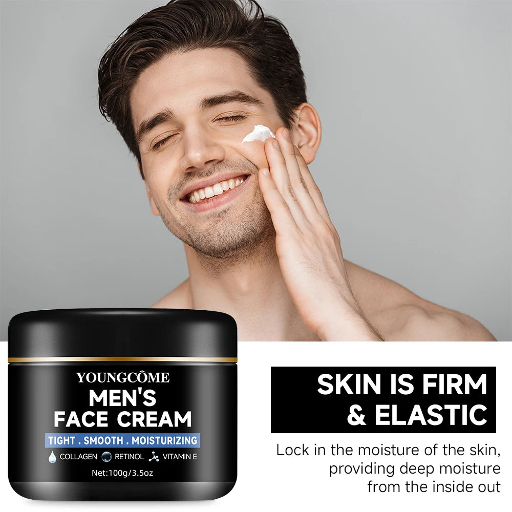 Crème hydratante au collagène pour hommes avec rétinol et vitamines, crème hydratante rafraîchissante et anti-rides