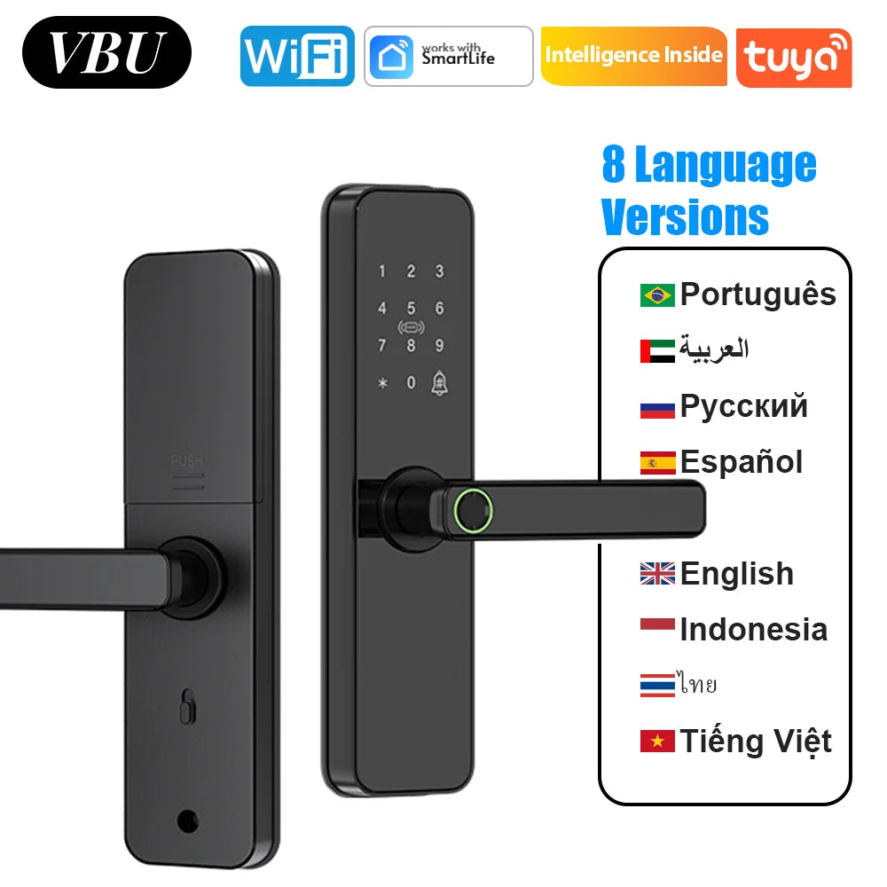 Tuya – serrure de porte intelligente Wifi à empreintes digitales, électronique numérique, carte IC, mot de passe, clé, déverrouillage à distance par application, fonctionne avec Aleax