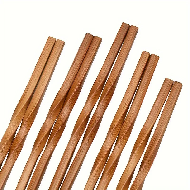 Ensemble de 5 paires de baguettes en bambou naturel, baguettes de style chinois, baguettes pointues pour la maison, ustensiles de cuisine