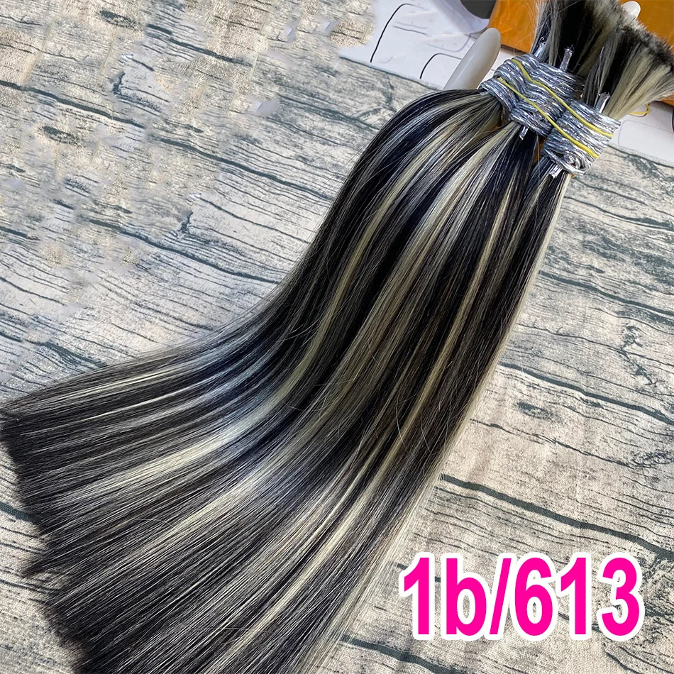 613 Straight Human Hair Bundles, No Weft, 100% Virgin, Highlighting Original Russian Natural Unprocessed Blonde Loose Extensions