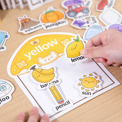 Livre silencieux pour bébés, jouet éducatif, apprentissage précoce, reconnaissance des couleurs avec Velcro, bâton réutilisable, Pages de pelage, jeu interactif