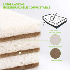 Paquet d'éponges naturelles écologiques pour la vaisselle, éponge de cuisine bionickel able avec épurateur AMP compostable, 12 pièces