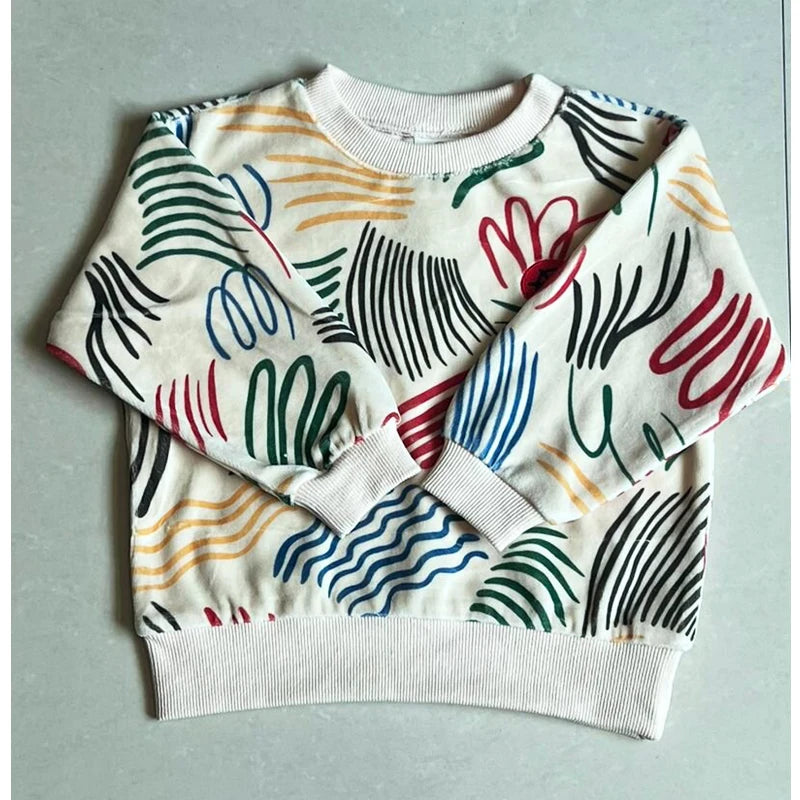 Chandails d'automne pour enfants, sweat-shirt imprimé mignon pour garçons et filles, vêtements d'extérieur en coton, nouvelle collection 2025