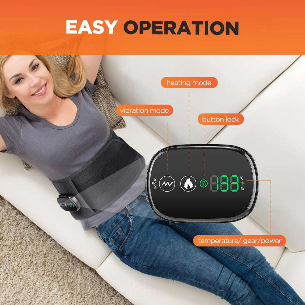 Electric heated waist massager, vibration-powered hot compression massage belt, lumbar decompression brace, lower back support, muscle relaxation
