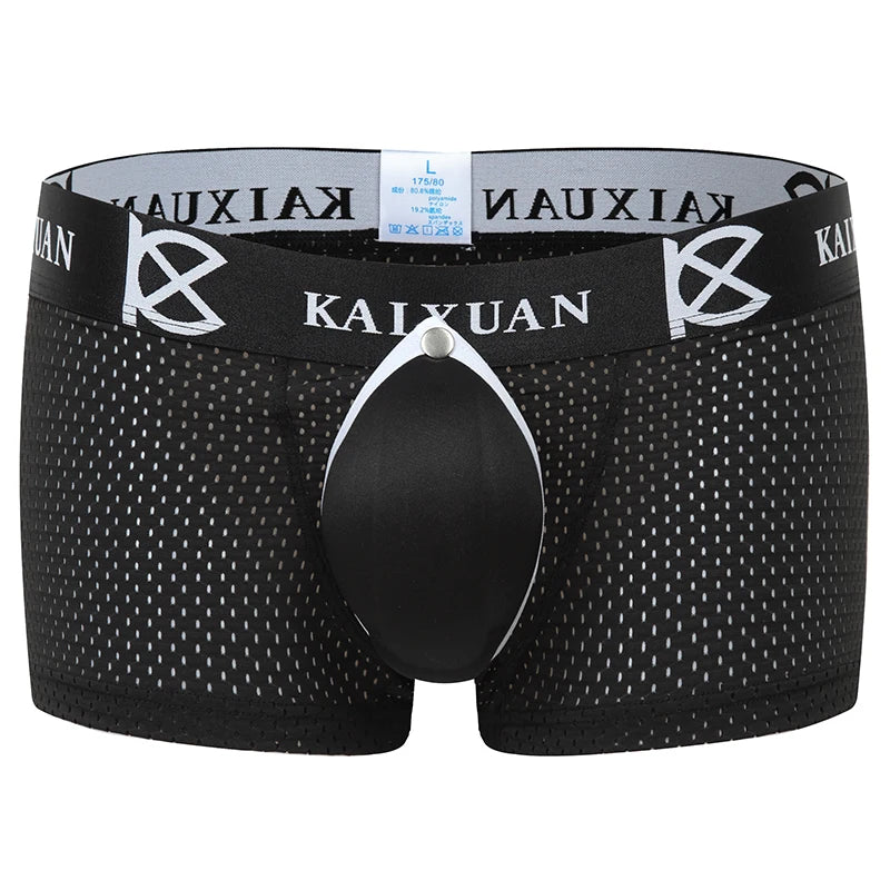 Men's underwear boxer shorts with removable front, jockstraps, and padded briefs.