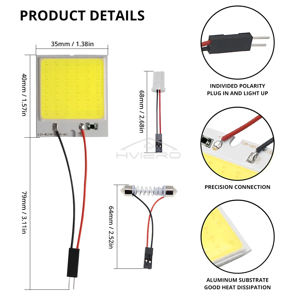 4x Cob 18SMD 24SMD 36SMD 48SMD blanc T10 W5w voiture Led dégagement panneau d'immatriculation lampe Auto intérieur lecture ampoule coffre feston lumière
