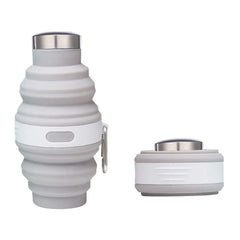 Bouteilles d'eau pliables réutilisables de 475ml, tasses de randonnée rétractables en Silicone portables avec mousqueton, tasses de boisson pliantes pour café