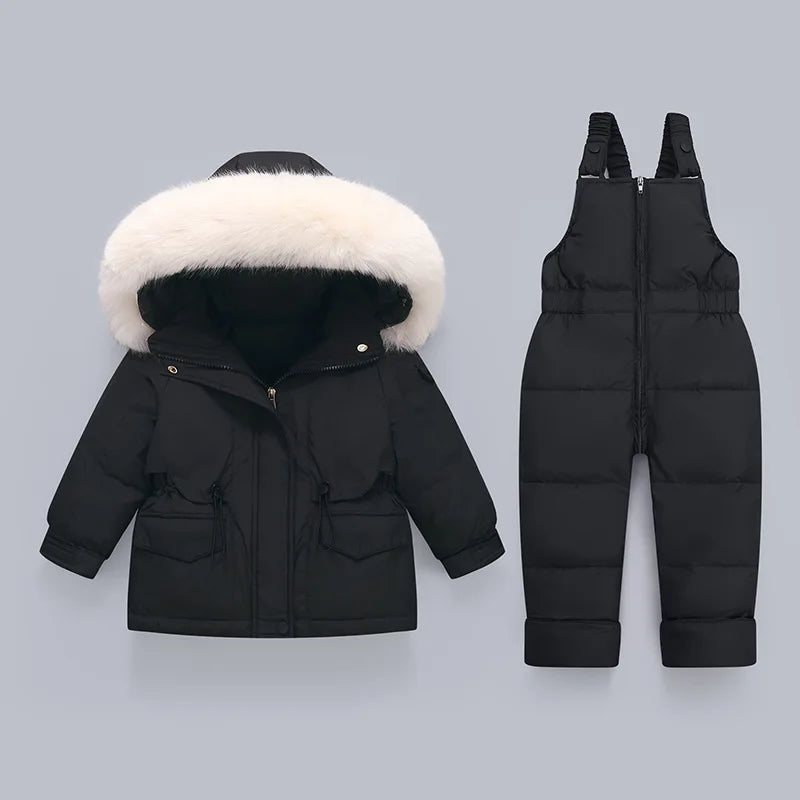 Ensembles de vêtements pour tout-petits, combinaisons de neige d'hiver pour bébés filles, doudounes chaudes, combinaisons à capuche en fourrure optique, combinaisons trempées, 0-3 ans