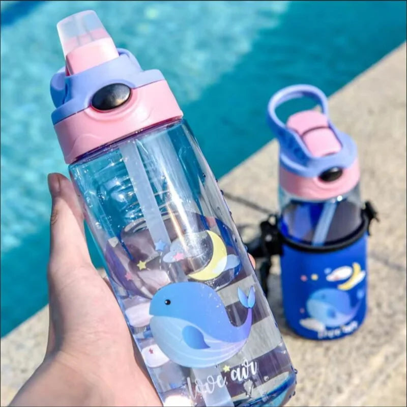 Bouteille d'eau pour enfants de 500ml avec paille sans BPA, tasse d'école saine pour boire des enfants