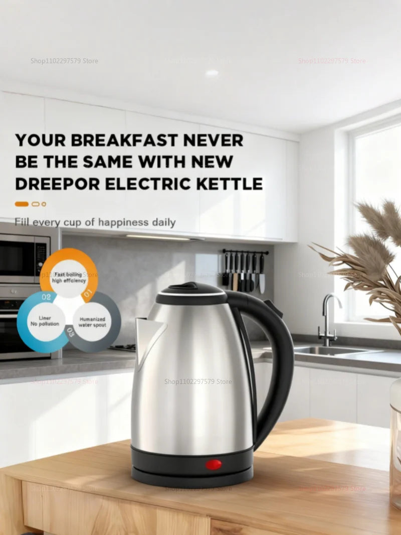 Bouilloire électrique 2L, appareils de cuisine en acier inoxydable, bouilloire intelligente, chaudière à eau Portable pour voyage d'hôtel, bouilloire à eau de cuisine