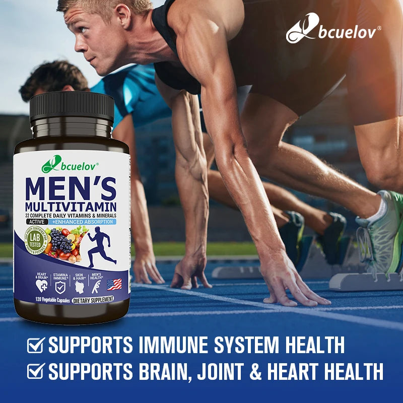 Bcuelov Suppléments vitamines et minéraux pour hommes – 26 combinaisons pour soutenir la santé immunitaire globale, végétalien
