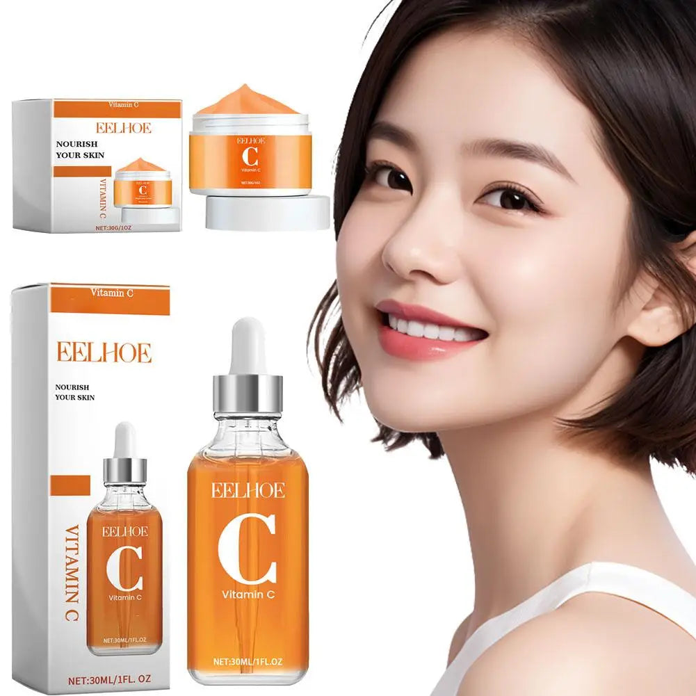 Sérum à la vitamine C et crème à la vitamine C pour le visage, série hydratante quotidienne, soin pour la peau hydraté et dodu, sérum éclaircissant, même le teint