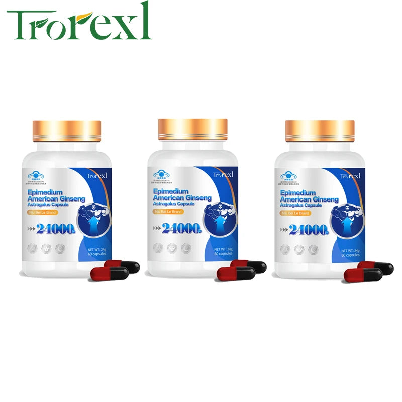Supplément de ginseng américain biologique 100 % pur non OGM - 60 capsules soutient la santé reproductive, l'endurance d'énergie naturelle