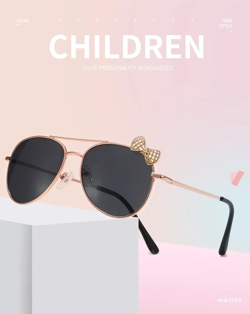 Lunettes de soleil mignonnes pour enfants, monture métallique, mode filles, lunettes de cyclisme en plein air, lunettes de fête, fournitures de photographie