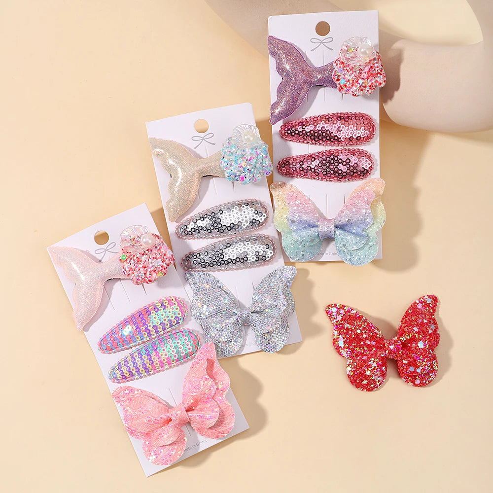 Enfants frais pince à cheveux ensemble fleur imprimé doux papillon épingles à cheveux enfants BB cheveux frange Clips Barrettes fille accessoires chapeaux