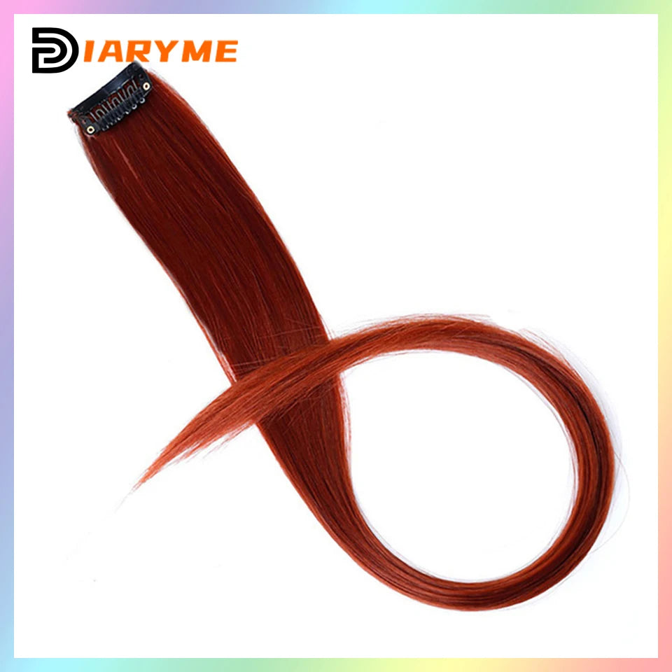 Colorful curly synthetic hair extensions for girls, long clip-in hairpiece, multicolored party strands, wig piece, for women and children