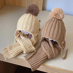Coréen enfants écharpe chapeau ensembles automne hiver bébé chaud laine tricoté oreille Protection casquette enfant en bas âge garçons filles cou écharpe de noël