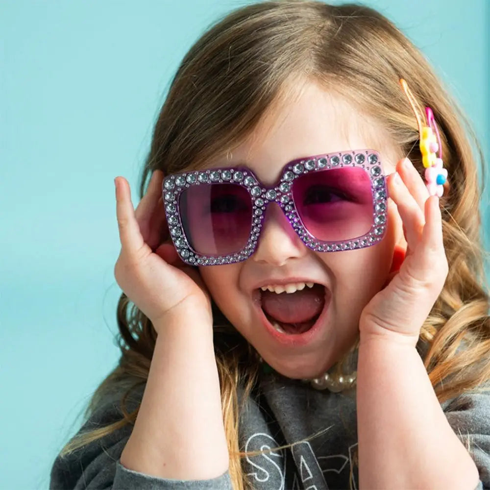 Lunettes de soleil carrées à paillettes pour enfants, à la mode, pour garçons et filles, élégantes en diamant, pour bébés, lunettes de fête, UV400