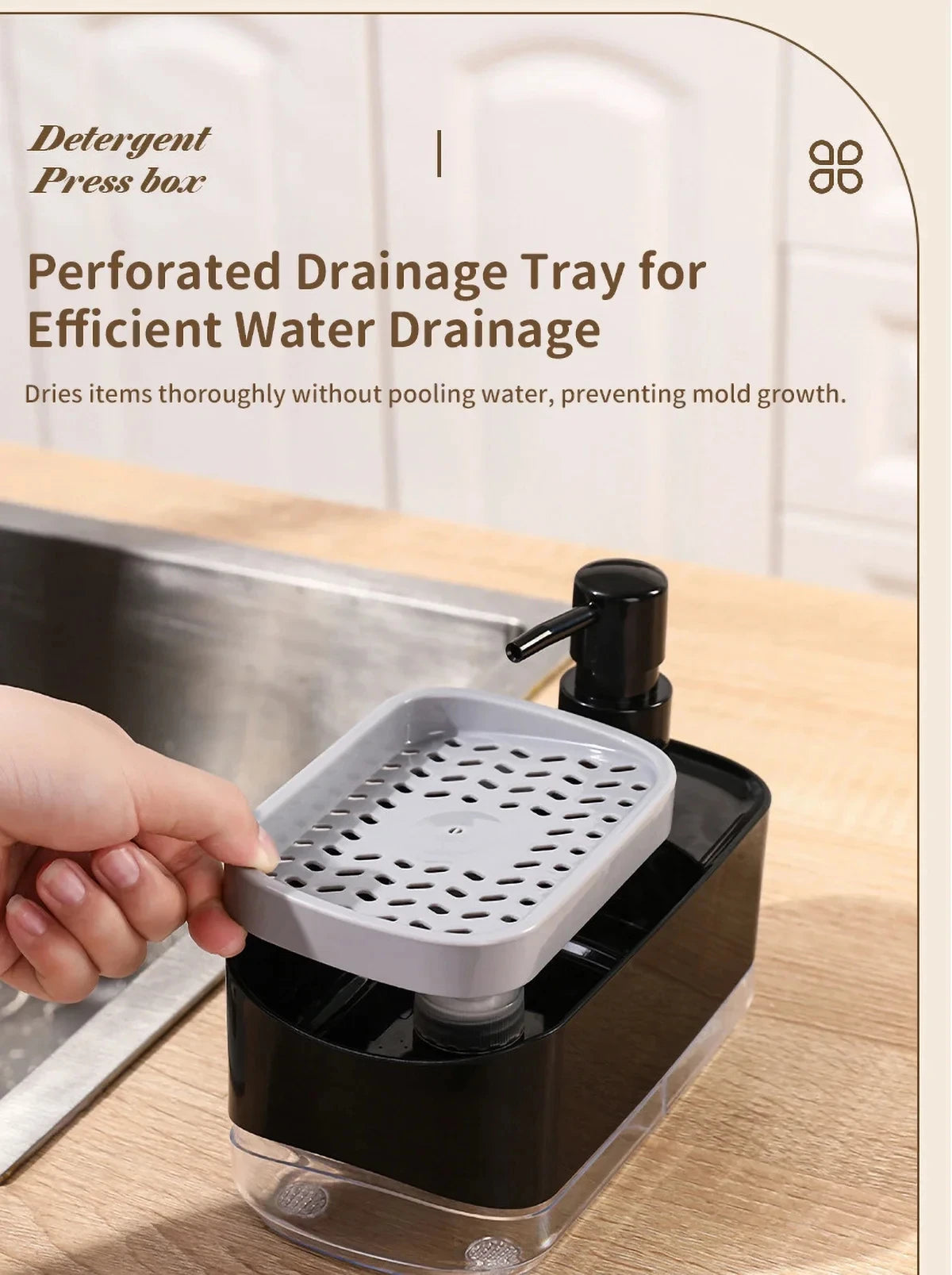 Ensemble distributeur de savon pour les mains et la vaisselle, distributeur de détergent, porte-éponge, pompe à savon de comptoir 2 en 1 pour évier de cuisine