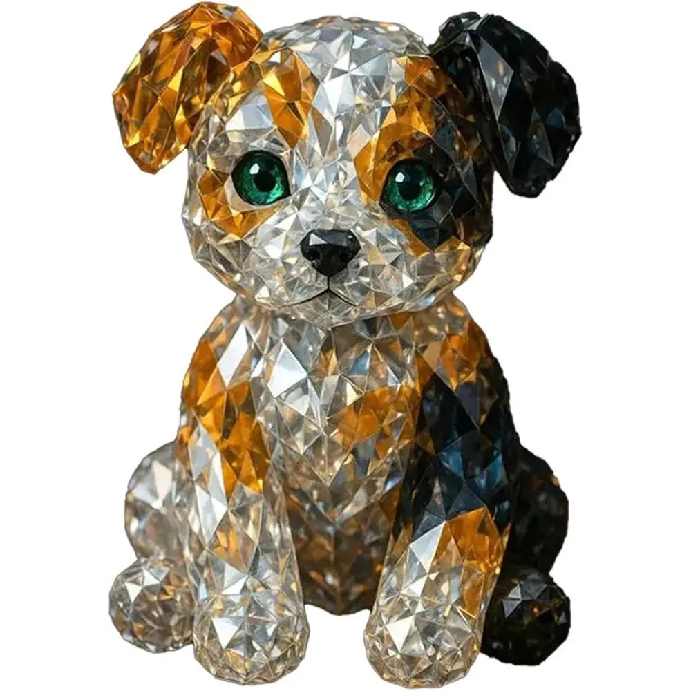 Collection of handmade crystal animal figurines, durable decorative glass sculptures of cats and dogs, glass animal statues