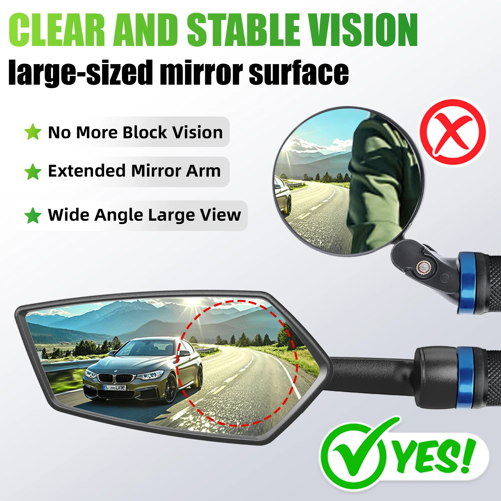 RBRL rétroviseur de vélo vtt guidon fin miroir HD grand Angle étendu Durable vélo rétroviseurs latéraux pour Scooter électrique