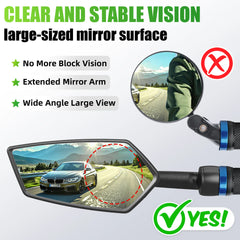 RBRL rétroviseur de vélo vtt guidon fin miroir HD grand Angle étendu Durable vélo rétroviseurs latéraux pour Scooter électrique