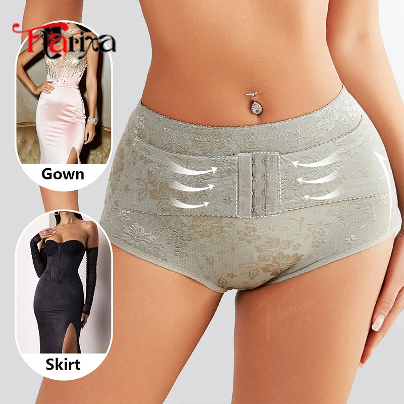 Flarixa dentelle taille formateur ventre contrôle culotte de sous-vêtements femmes bas Abdomen corps Shaper slips avec crochets respirant hanche ascenseur