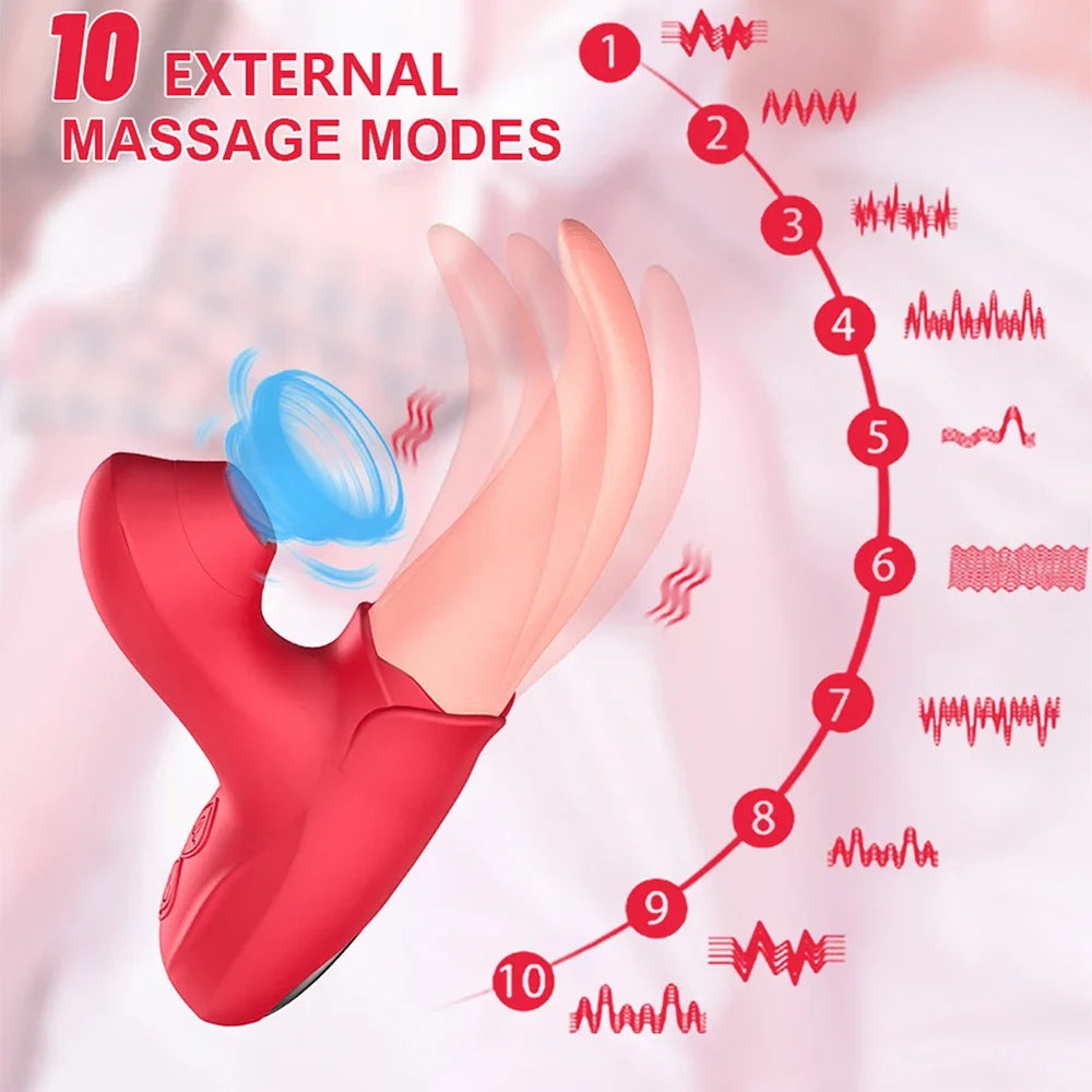Vibromasseur Rose à succion avec léchage de langue pour femmes, Stimulation clitoridienne, stimulateur de mamelons, produits pour adultes, jouets sexuels