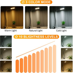 48 LED lampe de bureau Clip USB livre lumière chevet 360 °   Protection oculaire flexible, lampe de lecture à col de cygne, luminosité réglable, niveau 3
