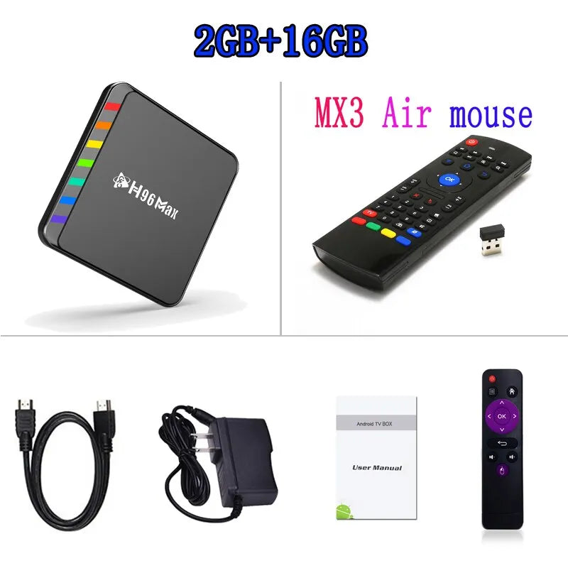 Boîte intelligente de TV Android 11 S905W2 4GB 32GB 64GB AV1 Quad Core WIFI6 4K H96 Max W2 Décodeur Media Player TV Box