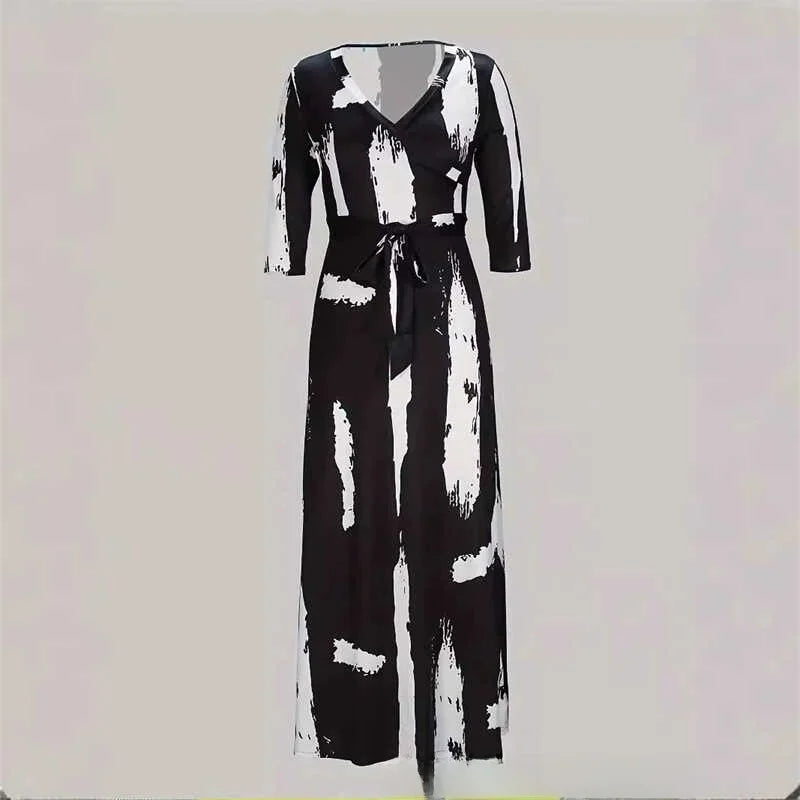Women's Sexy Plus Size L5XL Long Skirt, Floral Print High Waist A-Line Skirt for Work, V-Neck, Summer Style...