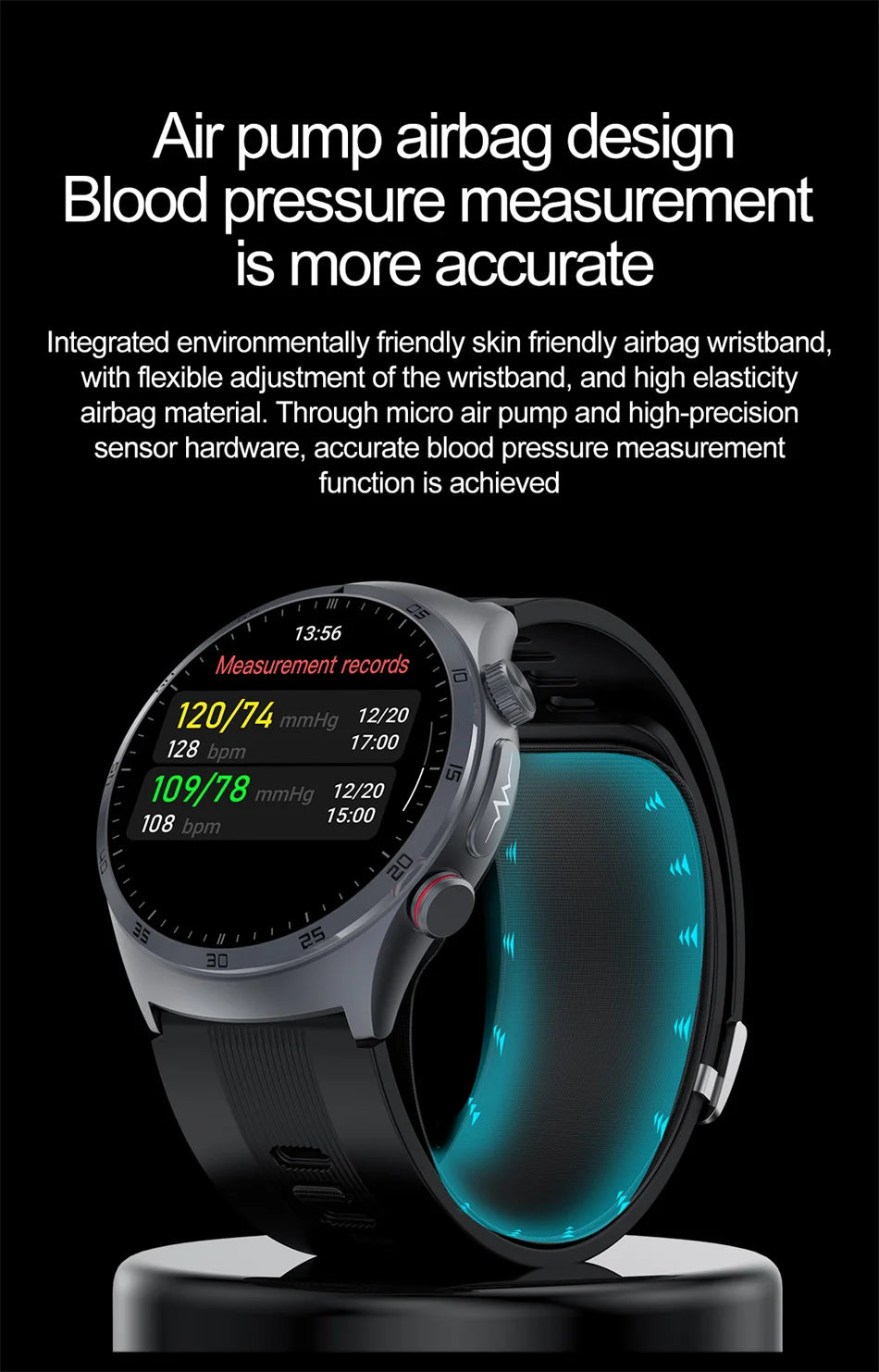 2025 santé montre intelligente NFC ECG pompe à Air pression artérielle oxygène sanguin ECG + PPG Bluetooth appel NFC montre intelligente pour hommes femmes Airbag