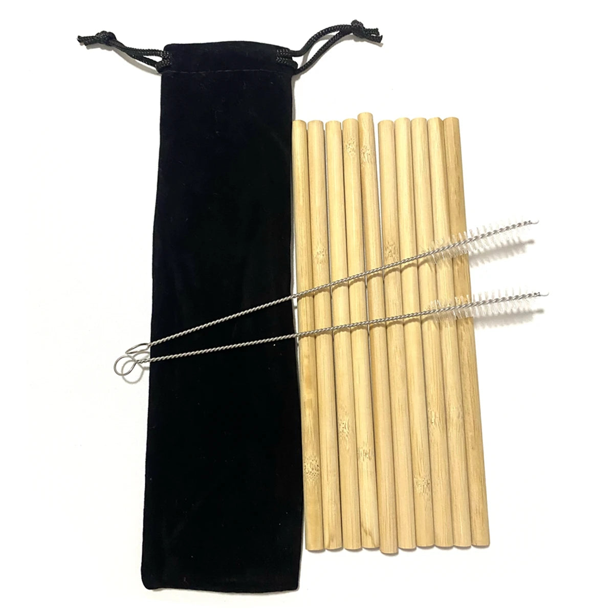Pailles à boire en bambou naturel réutilisables avec étui, bionickel ables, écologiques, pour cocktail, bar, boissons, 10 pièces
