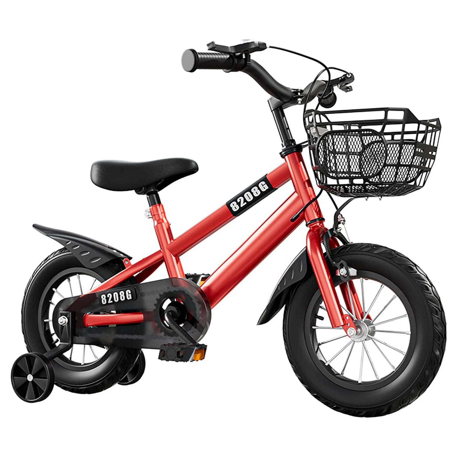 Children's bicycle for ages 3 to 7, bike with training wheels, with basket, 2024