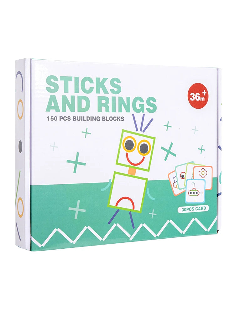 Bâtons et anneaux créatifs en bois, Puzzle, jeu d'intelligence, jouets éducatifs Montessori pour enfants de 3 ans