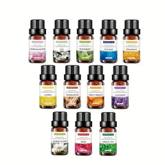 12 types d'huiles essentielles biologiques, kit d'huiles essentielles d'aromathérapie pour diffuseur, humidificateurs, aromathérapie, fabrication de bougies (10 ml)