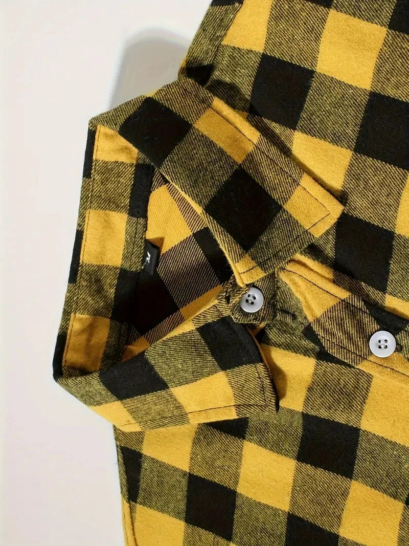 Chemises pour hommes simple boutonnage classique Plaid intelligent décontracté chemise en flanelle à manches longues poitrine deux poches conception printemps automne hommes hauts