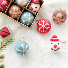 6 felt Christmas decoration balls, small hanging snowflakes, snowman garland, Christmas tree decorations, Christmas gifts